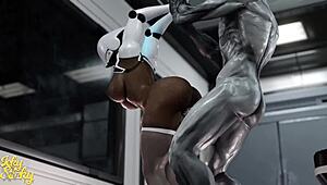 huge ass female robot bounces on hung alien cock part 3