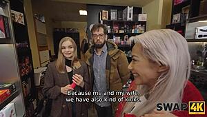 swap4k finds fibi euro in sex shop for hard threesome pounding with veronica leal