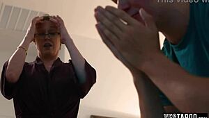 pervert stepson makes busty mature stepmom suck and fuck his monster cock