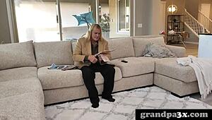 bratty blonde teen faces stepgrandpa's harsh garage punishment