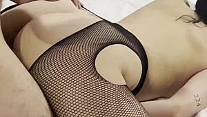 Wow Cum on Back After Wild Stockings Fuck!