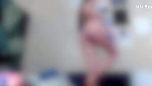 Sexy Brunette Mia Nyx Teases Her Pink Hairy Pussy Through See-Through Lingerie Bra and Panties