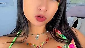 sexy latina emanuelly raquel gives joi for brazilian carnaval flashing her big tits and ass