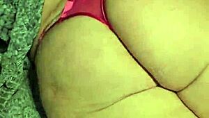 milf's huge ass quivers as she cums hard in pink thong