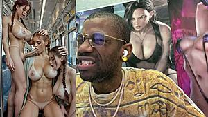 Ecstatic Big-Tit Trans Cock Sucked on Train