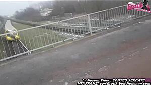 German slut pisses publicly into her own handbag, you like?