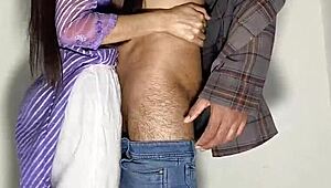 College Indian teachers sneak bathroom fuck with big cock blowjob and squirt