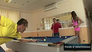 brunette teen takes double penetration while guys go wild