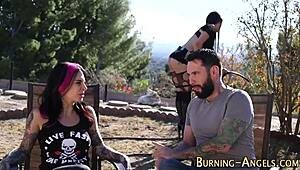 Alt tattoo girl gets railed hard in group with emo friends