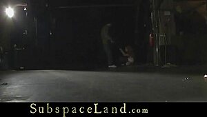 i'm tied up n whipped hard outdoors by mistress in brutal bdsm... ouch!!