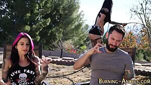 Alt tattoo girl gets railed hard in group with emo friends