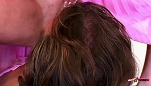 blonde granny licks ass bends over for doggystyle pounding while squeezing juicy big tits cum facial