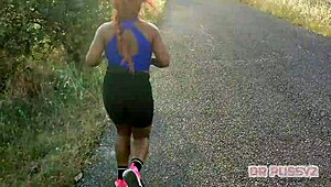 WOW, Check Out This Redhead's Giant Ass Getting Filmed Working Out By Her Lover!