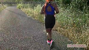 WOW, Check Out This Redhead's Giant Ass Getting Filmed Working Out By Her Lover!