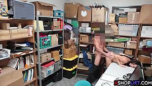 the teen shoplifter gets caught and dominated by security's massive cock