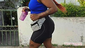 WOW, Check Out This Redhead's Giant Ass Getting Filmed Working Out By Her Lover!