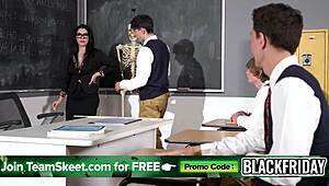 Valentina Nappi Rampages Three Pupils in Classroom Freeuse Frenzy