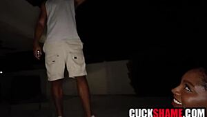 Ebony milf's fat ass and big tits destroy her white cuck husband's world with black bull pounding