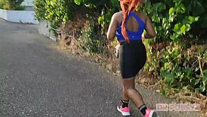 WOW, Check Out This Redhead's Giant Ass Getting Filmed Working Out By Her Lover!