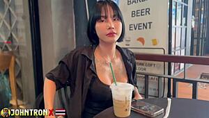Intense anal pounding and creampie thrill with sexy Asian Dell outdoors