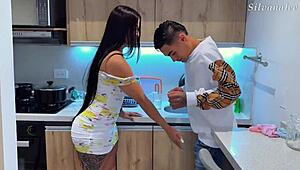 what if a big dick guy pounds his busty latina milf step-aunt while her cuck hubby watches?