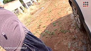 abandoned restaurant crossdresser deepthroats big cock outdoor