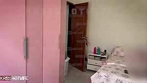 Caught married hooker masturbating to her own big dick fuck video