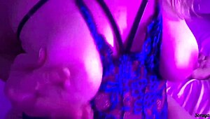 stepmom watches porn and fingers herself wildly in lingerie craving cock