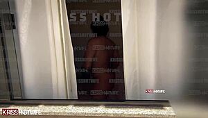 Caught married hooker masturbating to her own big dick fuck video
