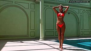 damn mary kalisy that russian hottie looks fire by the pool nude