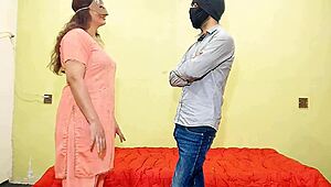 desi indian bhabhi takes hard doggystyle pounding with hindi moans