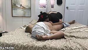 oiled asian massage babe delivers sloppy homemade blowjob