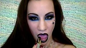 simone's sexy SHINY BLACK LIPSTICK FETISH drives wild desires