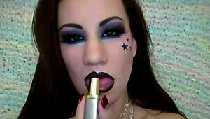 simone's sexy SHINY BLACK LIPSTICK FETISH drives wild desires