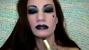 simone's sexy SHINY BLACK LIPSTICK FETISH drives wild desires