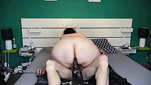 Double penetration with my sex machine and huge cock inside