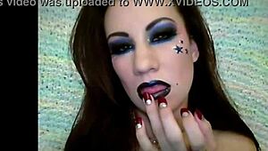 simone's sexy SHINY BLACK LIPSTICK FETISH drives wild desires