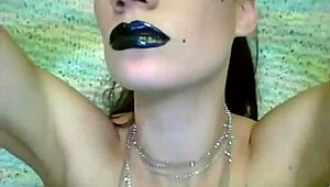 simone's sexy SHINY BLACK LIPSTICK FETISH drives wild desires