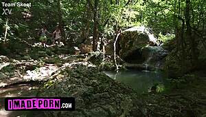 i sneak into the woods and fuck skinny teen una fairy riding cowgirl on my cock by the trees