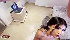 kimberly diablo's tight 20yo colombian pussy takes huge white cock in amateur interracial casting