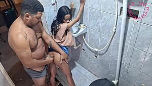 Petite Latina Anal in Bathroom While Friend Waits