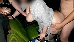 gangbanged hard by strangers in x cinema. wife fucked doggystyle before husband part 3