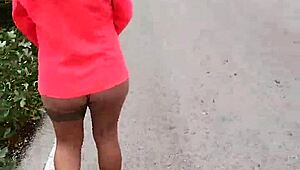 latina woman flashes ass and natural tits on busy mexican public highway