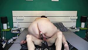 Double penetration with my sex machine and huge cock inside