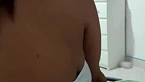 guy jerks off close up while latina wife paints nails