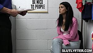 Officer Tommy Gunn punishes sexy Harley Haze in shop