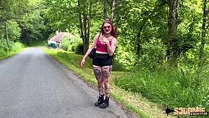 i'm trixy rouquine the horny redhead taking two hard cocks