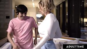 Pristine Edge milf stays up all night fingered and fucked missionary by horny stepson while italian subtitles reveal sloppy pussy riding and cum on tits