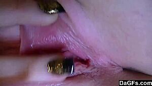 Teen strips and fingers pierced tits for quick cash