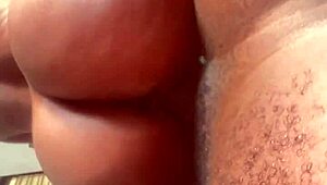 Huge ass ebony milf dominates skinny teen wife with monster black cock lick